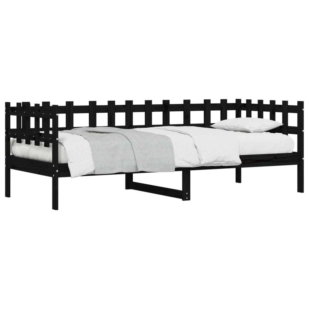 Lit de jour sans matelas noir 80x200 cm bois de pin massif