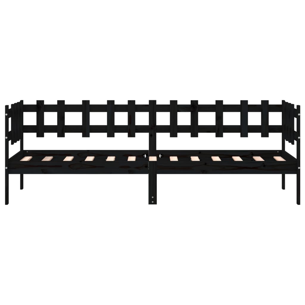 Lit de jour sans matelas noir 80x200 cm bois de pin massif