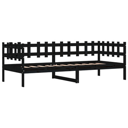 Lit de jour sans matelas noir 80x200 cm bois de pin massif