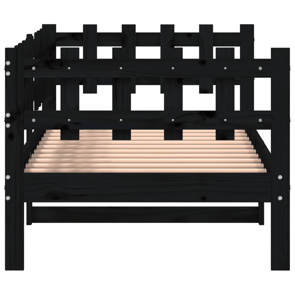 Lit de jour sans matelas noir 80x200 cm bois de pin massif