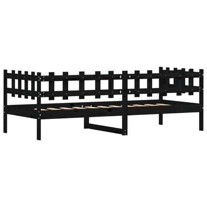 Lit de jour sans matelas noir 80x200 cm bois de pin massif