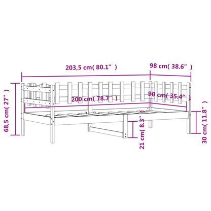 Lit de jour sans matelas 90x200 cm bois de pin massif