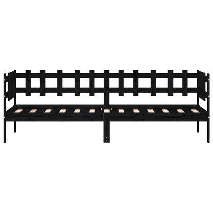 Lit de jour sans matelas noir 90x200 cm bois de pin massif