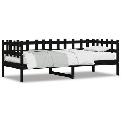 Lit de jour sans matelas noir 90x190 cm bois de pin massif