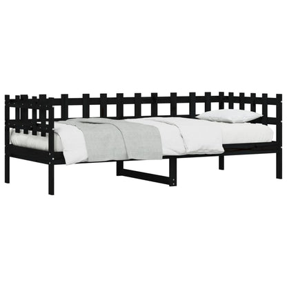 Lit de jour sans matelas noir 90x190 cm bois de pin massif