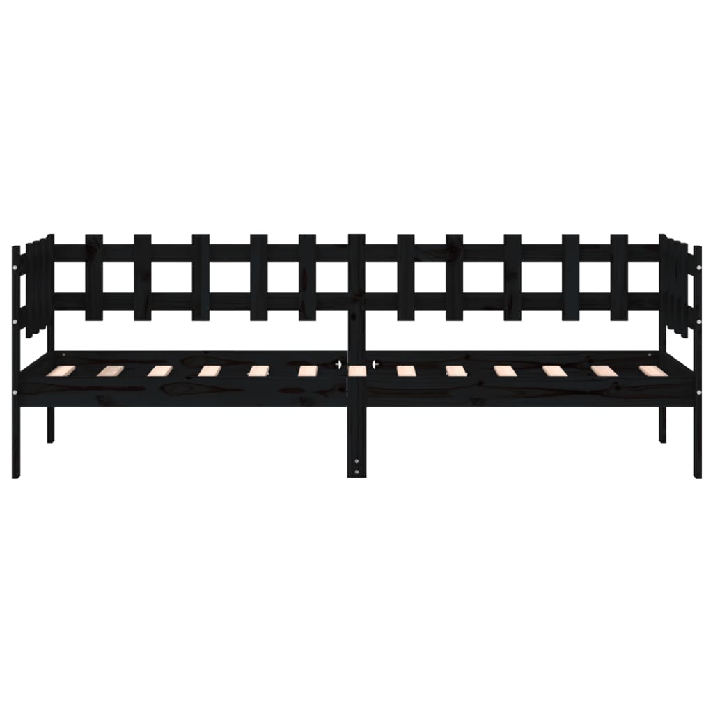 Lit de jour sans matelas noir 90x190 cm bois de pin massif