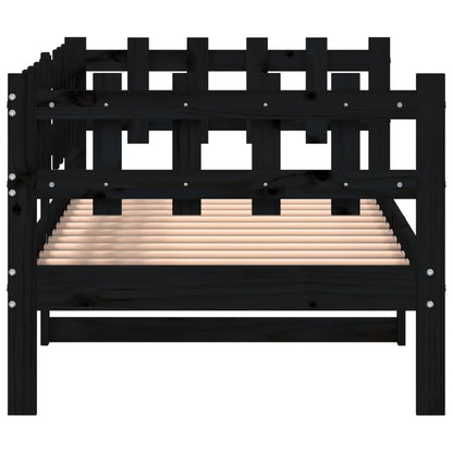 Lit de jour sans matelas noir 90x190 cm bois de pin massif