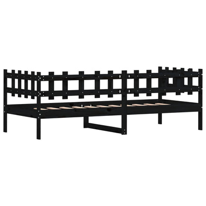 Lit de jour sans matelas noir 90x190 cm bois de pin massif