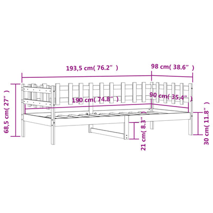 Lit de jour sans matelas noir 90x190 cm bois de pin massif