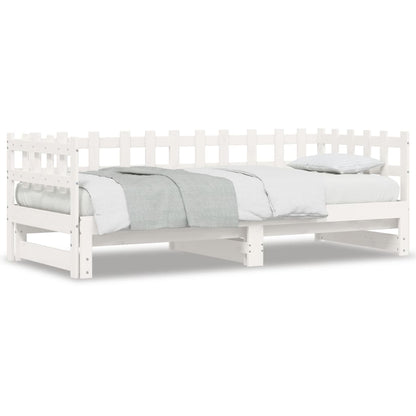 Lit coulissant sans matelas blanc 2x(80x200) cm Bois massif