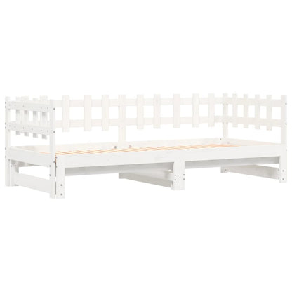 Lit coulissant sans matelas blanc 2x(80x200) cm Bois massif