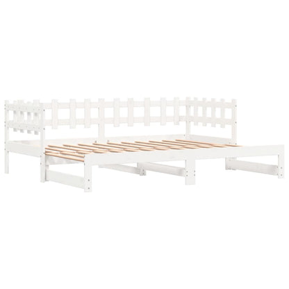 Lit coulissant sans matelas blanc 2x(80x200) cm Bois massif