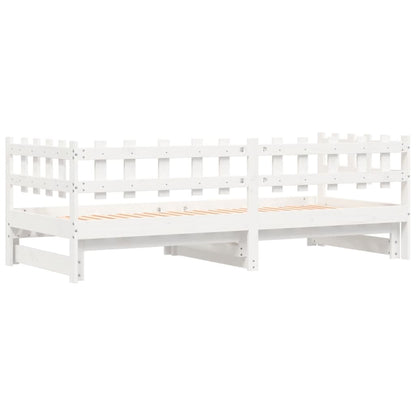 Lit coulissant sans matelas blanc 2x(80x200) cm Bois massif