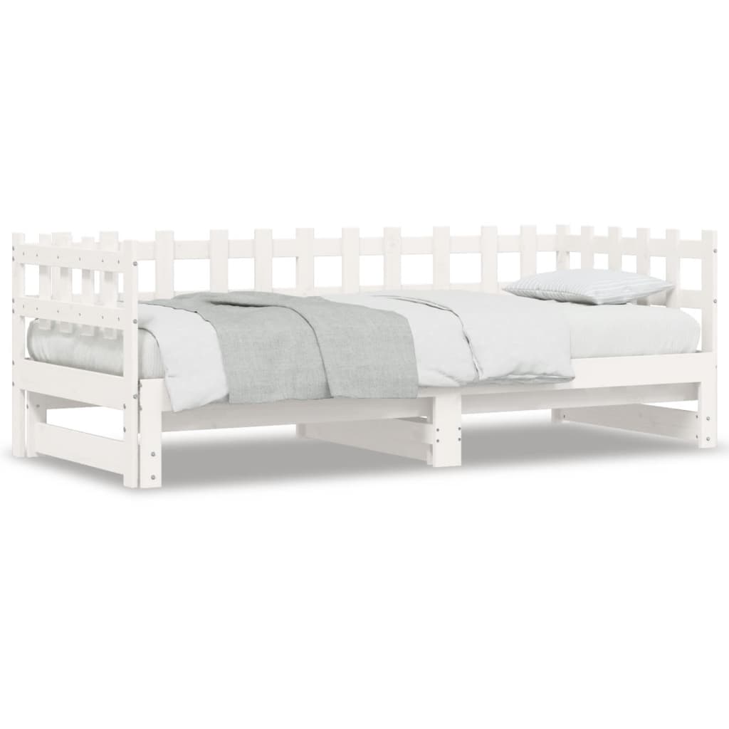 Lit coulissant sans matelas blanc 2x(90x200) cm bois massif