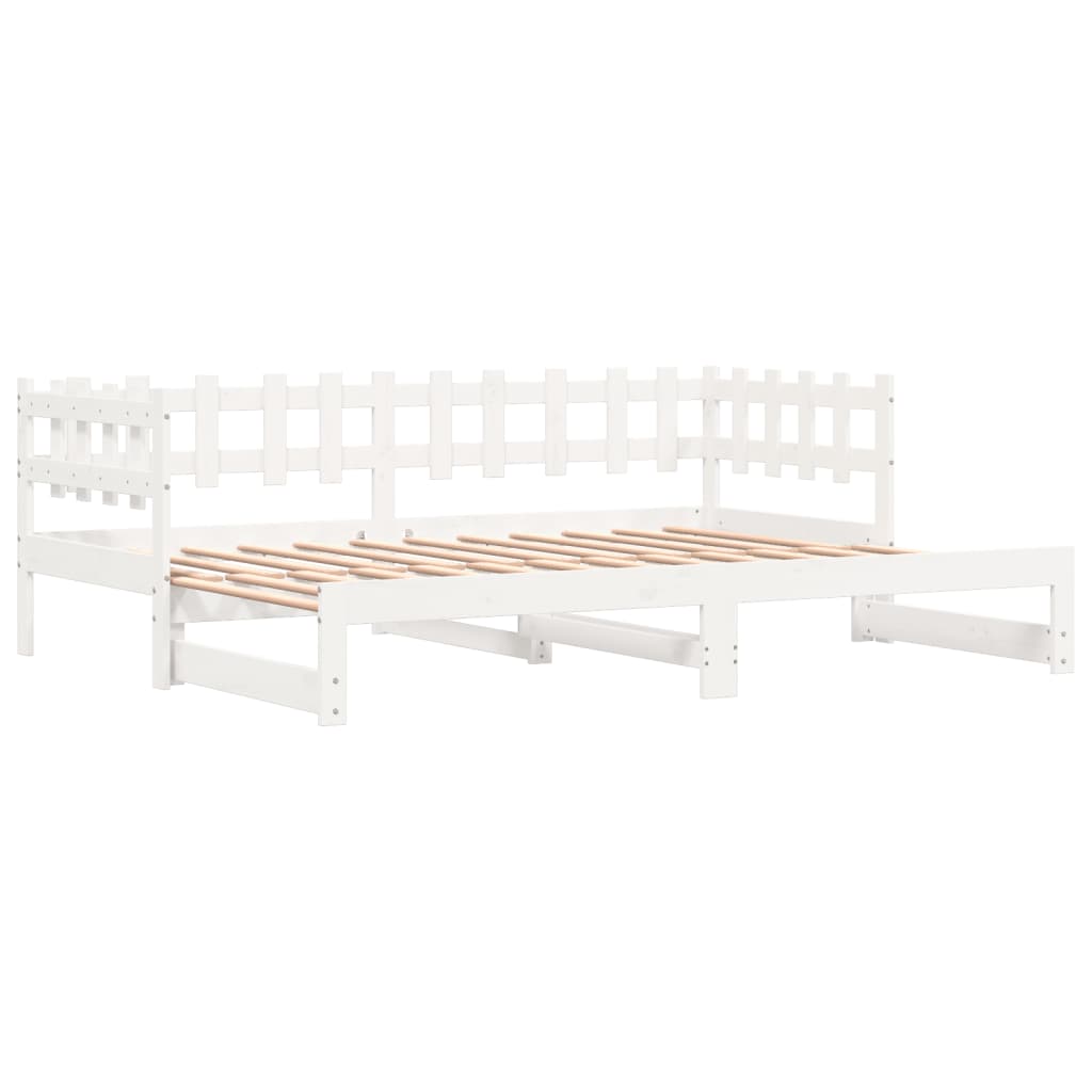 Lit coulissant sans matelas blanc 2x(90x190) cm bois massif