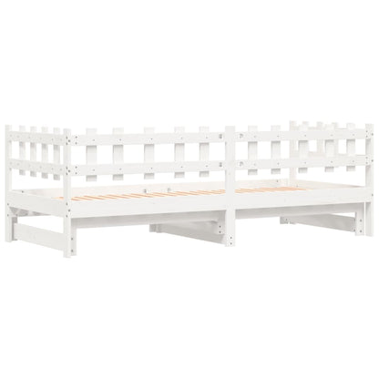 Lit coulissant sans matelas blanc 2x(90x190) cm bois massif