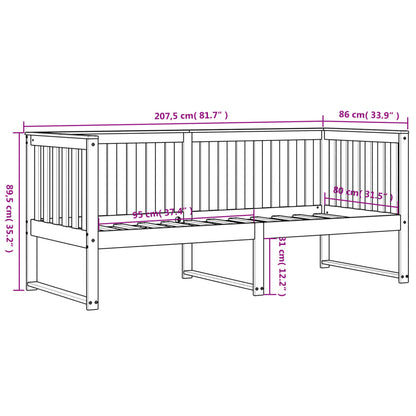 Lit de jour sans matelas blanc 80x200 cm bois de pin massif