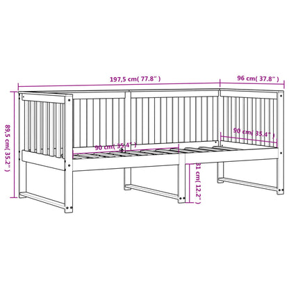 Lit de jour sans matelas blanc 90x190 cm bois de pin massif