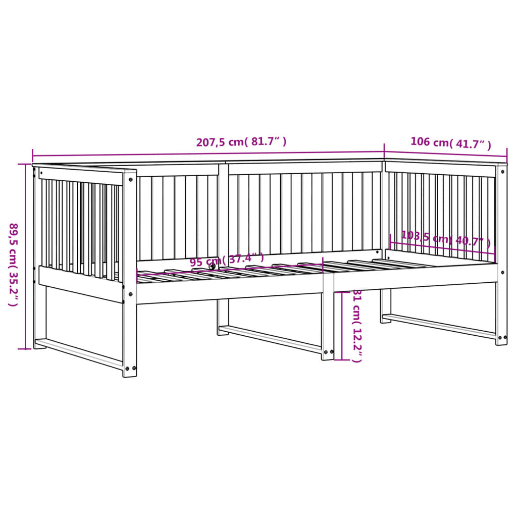 Lit de jour sans matelas blanc 100x200 cm bois de pin massif