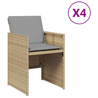 Chaises de jardin avec coussins lot de 4 mélange beige