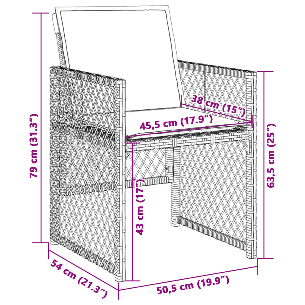 Chaises de jardin avec coussins lot de 4 mélange beige