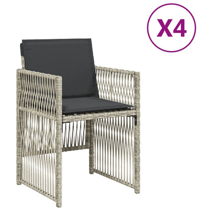 Chaises de jardin avec coussins lot de 4 gris clair poly rotin