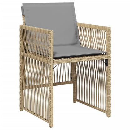 Chaises de jardin avec coussins lot de 4 mélange beige