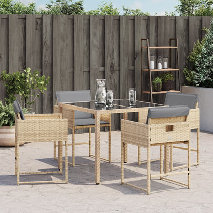 Chaises de jardin avec coussins lot de 4 mélange beige