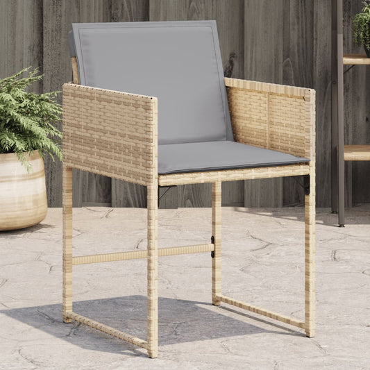 Chaises de jardin avec coussins lot de 4 mélange beige