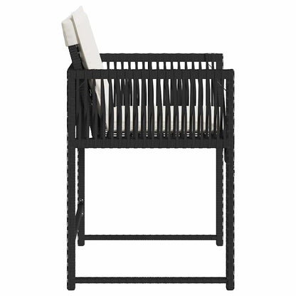 Chaises de jardin lot de 4 avec coussins noir résine tressée