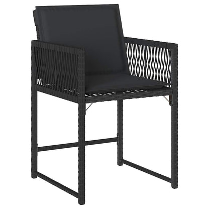 Chaises de jardin lot de 4 avec coussins noir résine tressée