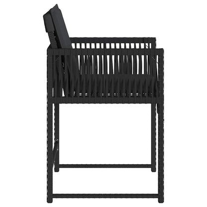 Chaises de jardin lot de 4 avec coussins noir résine tressée