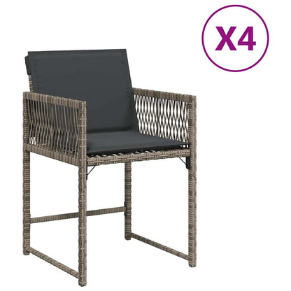 Chaises de jardin avec coussins lot de 4 gris résine tressée