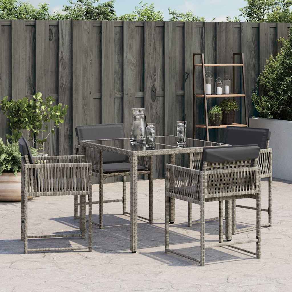 Chaises de jardin avec coussins lot de 4 gris résine tressée