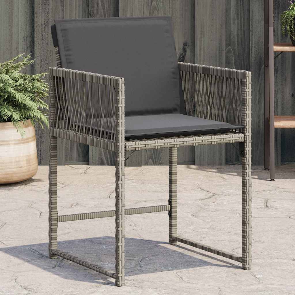 Chaises de jardin avec coussins lot de 4 gris résine tressée