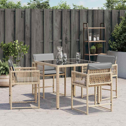 Chaises de jardin avec coussins lot de 4 mélange beige