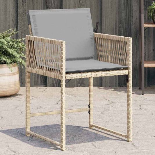 Chaises de jardin avec coussins lot de 4 mélange beige