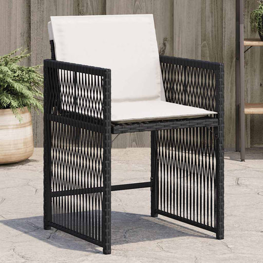 Chaises de jardin lot de 4 avec coussins noir résine tressée