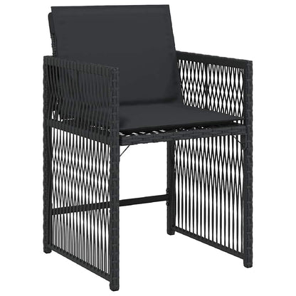 Chaises de jardin lot de 4 avec coussins noir résine tressée