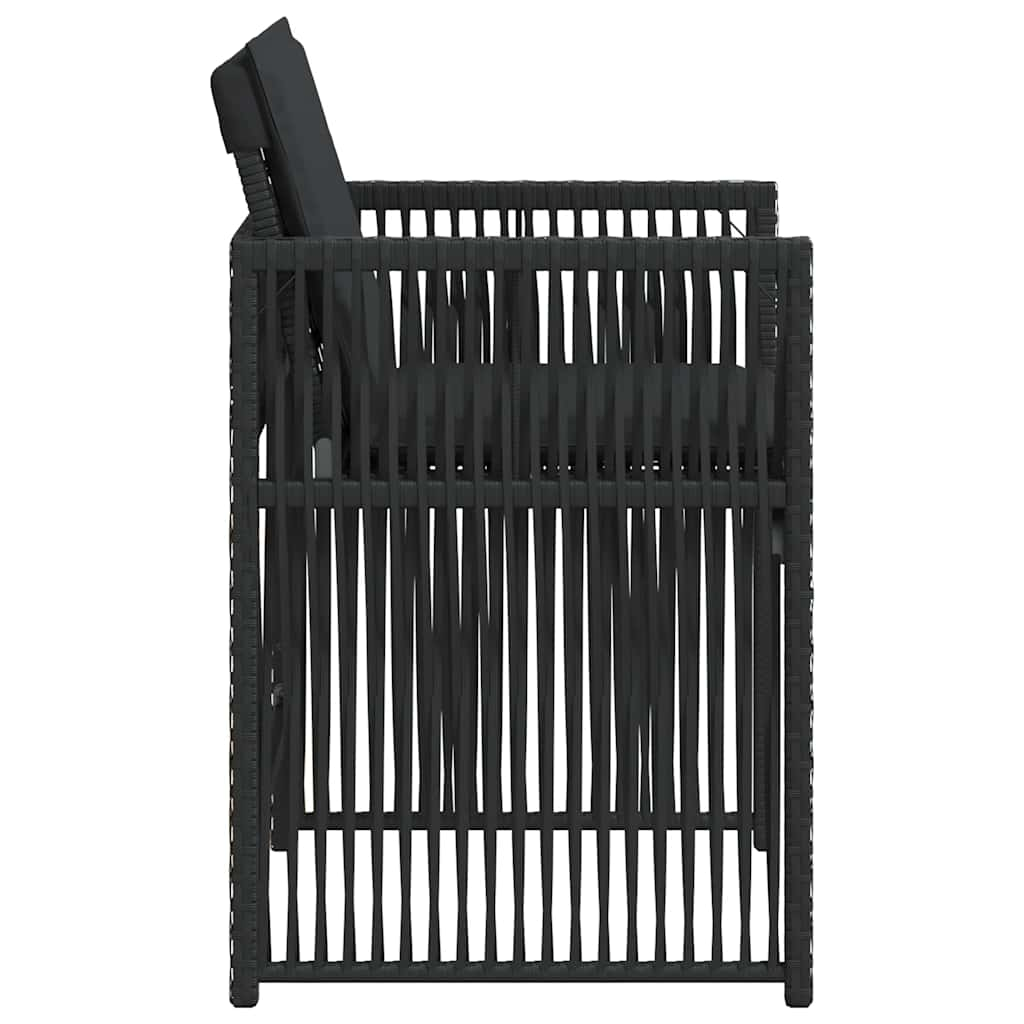 Chaises de jardin lot de 4 avec coussins noir résine tressée