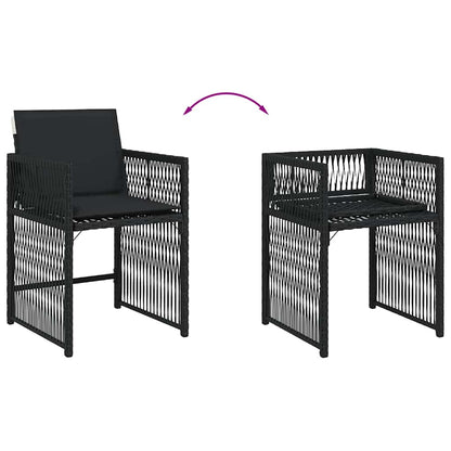 Chaises de jardin lot de 4 avec coussins noir résine tressée