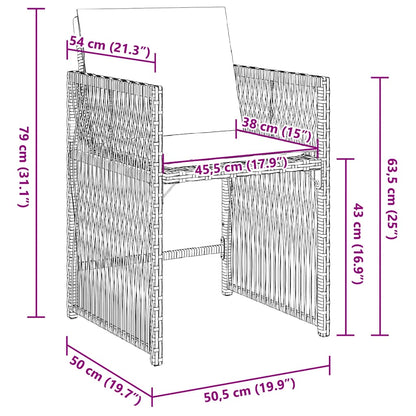 Chaises de jardin lot de 4 avec coussins noir résine tressée