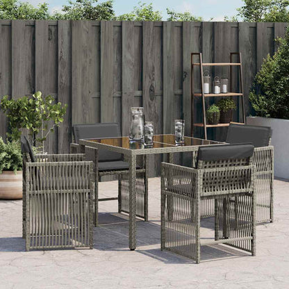 Chaises de jardin avec coussins lot de 4 gris résine tressée