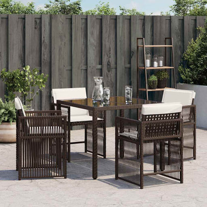 Chaises de jardin avec coussins lot de 4 marron résine tressée