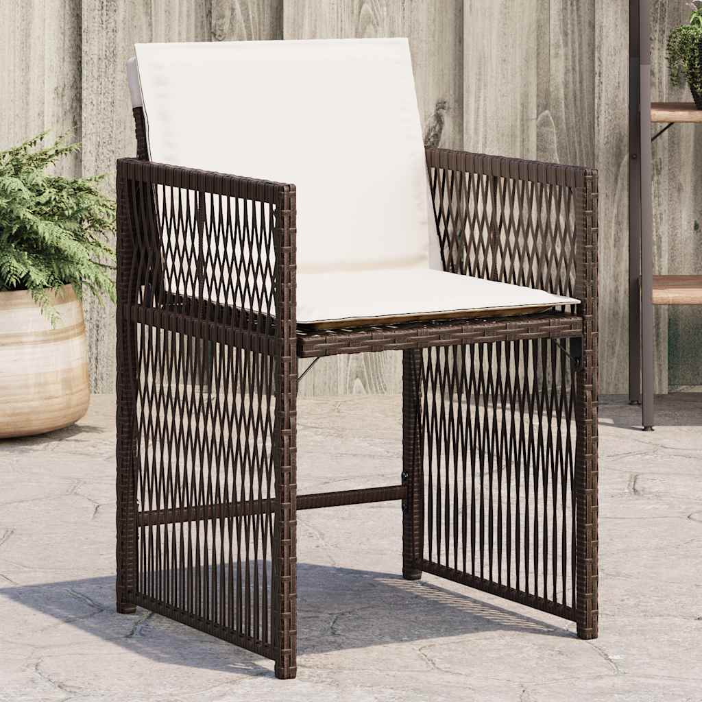 Chaises de jardin avec coussins lot de 4 marron résine tressée