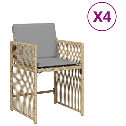 Chaises de jardin avec coussins lot de 4 mélange beige