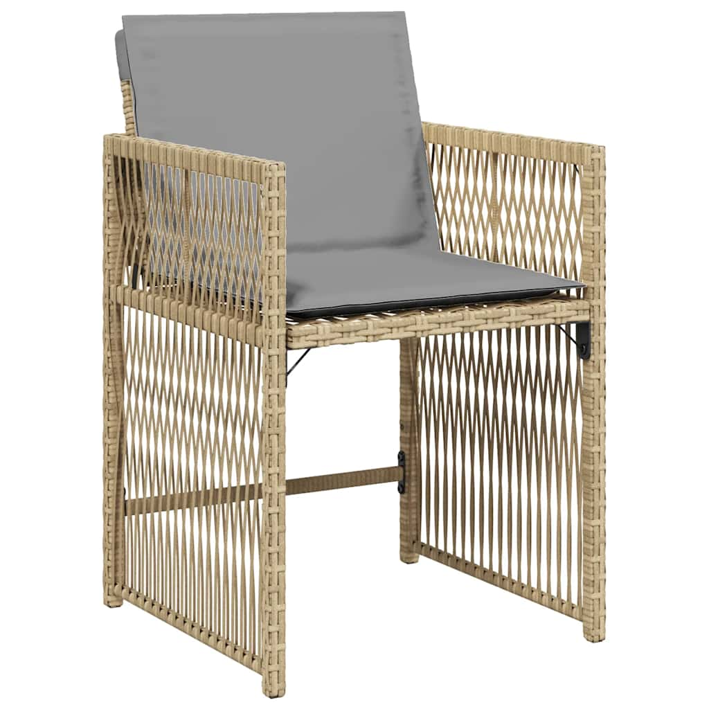 Chaises de jardin avec coussins lot de 4 mélange beige