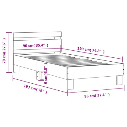 Cadre de lit sans matelas avec tête de lit blanc 90x190 cm