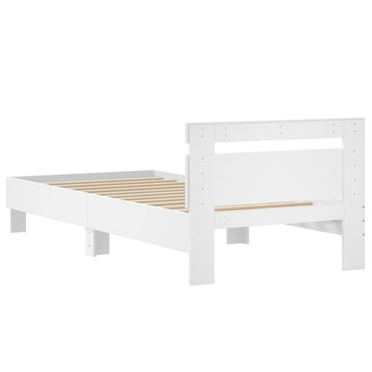 Cadre de lit sans matelas avec tête de lit blanc 75x190 cm