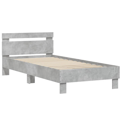 Cadre de lit sans matelas avec tête de lit gris béton 75x190 cm